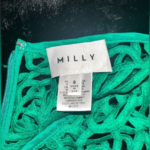 Milly Chloe Laced Shift Dress Green Emerald - Picture 4 of 4